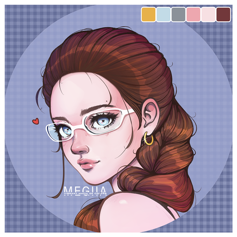 Self-portrait. Blue eyed girl with dark brown hair