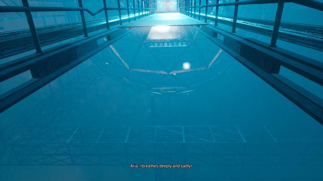 Looking down at a shiny floor
Aria: *breathes deeply and sadly*