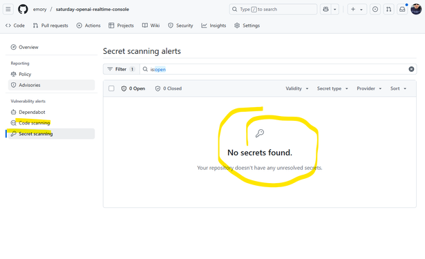 any idiot can enable secret detection in a github repository.