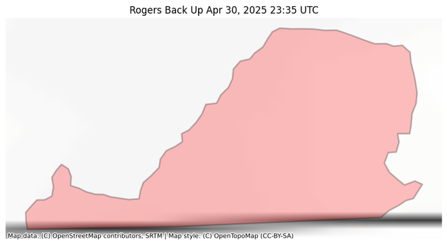 Visual map representation of the Rogers Back Up wildfire, showing the perimeters of the 1.72 acre fire on a map.