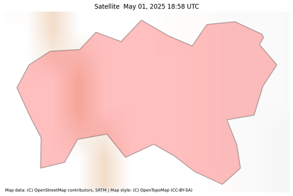 Visual map representation of the Satellite  wildfire, showing the perimeters of the 0.11 acre fire on a map.