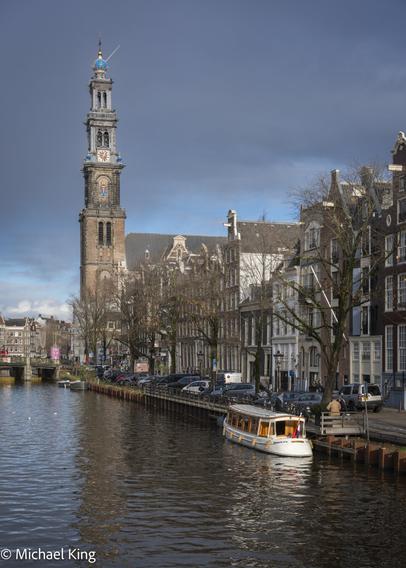 Westerkirk from down the canal in Amsterdam