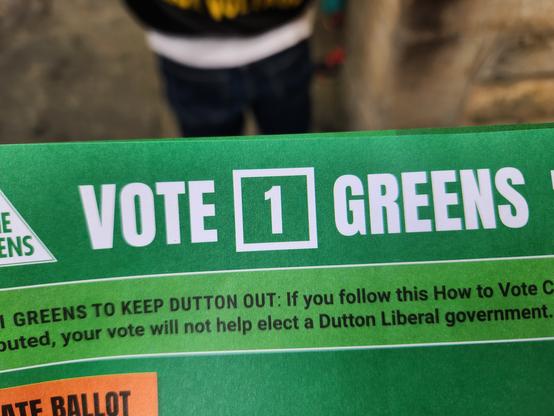 Australian greens voting card