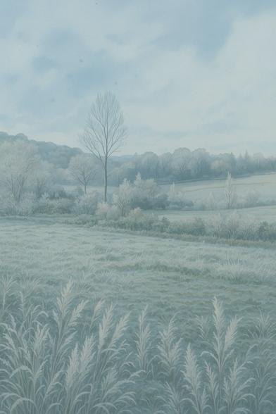 Frosty winter landscape in England