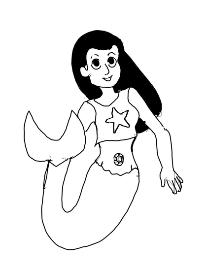 A digitally inked pencil sketch of Stevonnie from Steven Universe for the #freedrawfriday and #mermay prompts at #sketchdaily