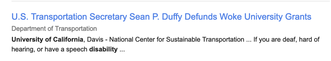 U.S. Transportation Secretary Sean P. Duffy Defunds Woke University Grants Department of Transportation
University of California, Davis - National Center for Sustainable Transportation ... If you are deaf, hard of hearing, or have a speech disability
