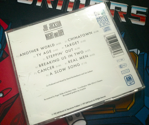 Back of the CD packaging for "Night And Day", with the track listing and a simple black-and-white layout.