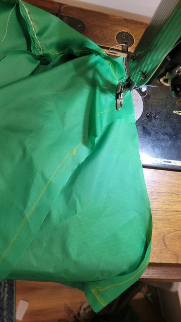 Ripstop being sewed in old Singer 201
