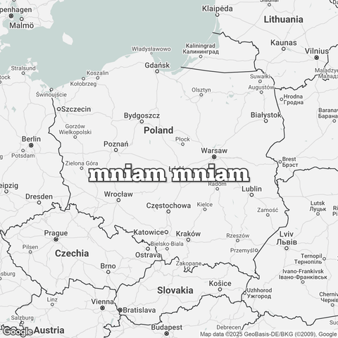 Map of Poland overlaid with "mniam mniam".