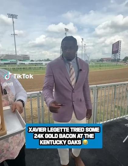 XL sampling some 24K gold bacon at the Kentucky Derby