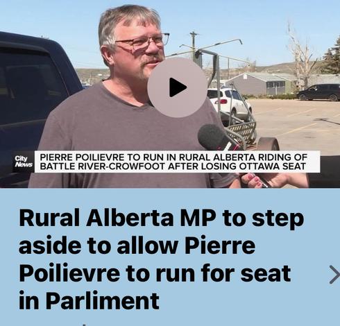 Smelly Rural Ab MP to step aside to allow MAGA fascist PP to run for seat in Parliament