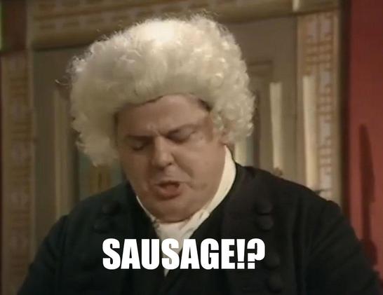 robbie coltrane as dr johnson aghast at sausage not being in his dictionary