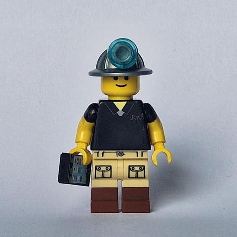 Image is Lego Pete Carrier looking very smart in a miners hat.