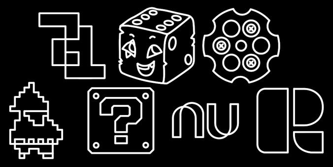 icons for breakout, dicey dungeons, guncho, monk tower, nintendo today, nubank and retro