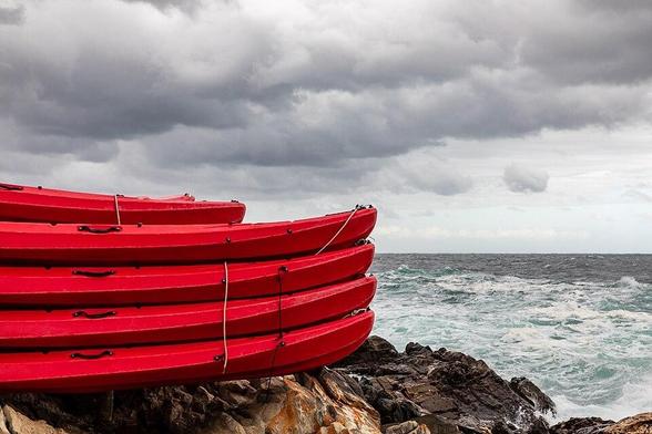 Canoes on the coast, Tsitsikamma National Park (part of Garden Route National Park), Eastern Cape, South Africa