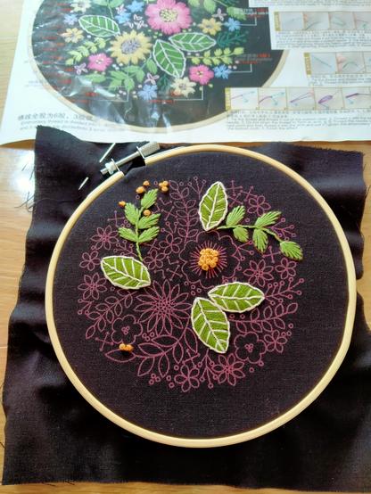 The floral embroidery, only started