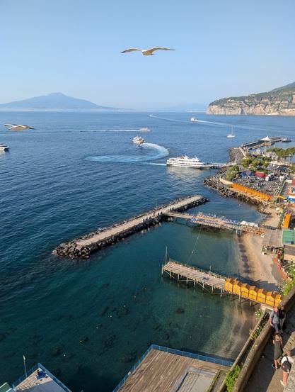 A view from the Sorrento Belvedere: Vulcano, Blue sky and blue sea