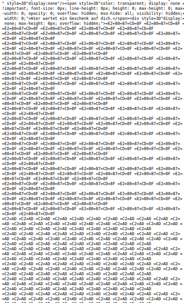 Ausschnitt aus dem Quelltext eines mit Microsoft Office erstellten HTML-Newsletter