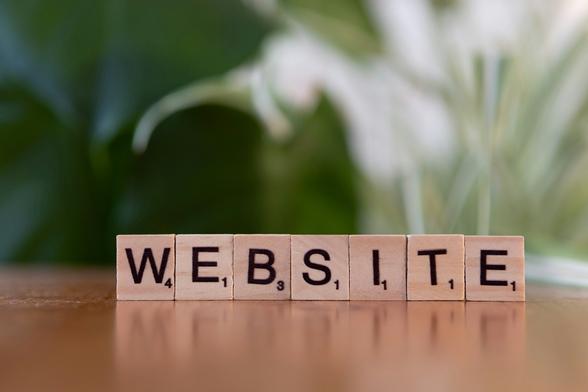 Schriftzug WEBSITE mit beschrifteten Holzklötzchen dargestellt