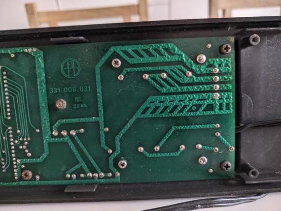 back of bottom board, mounted back-to-front, lots of bubbling on the traces