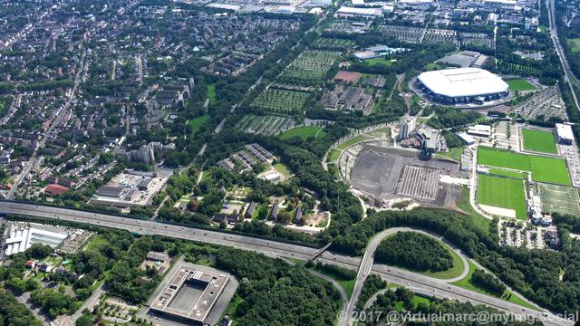 An aerial Photo of Gelsenkirchen Erle with the Veltins Arena.