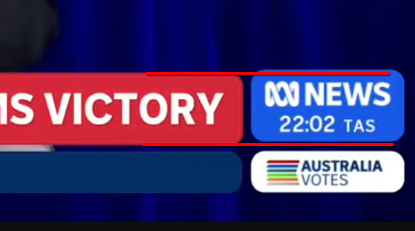 A cropped screenshot of the ABC live broadcast. Several blocks of content and titles are across the bottom of the screen. One block does not line up with the rest.