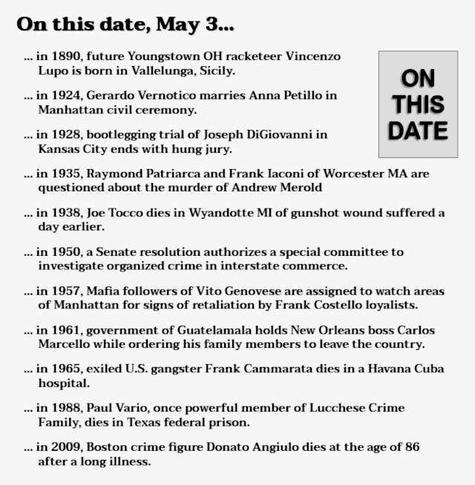 Collection of crime history items from May 3.