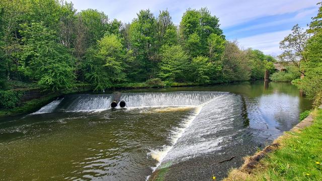 A v-shaped weir once associated with a now-demolished paper mill.