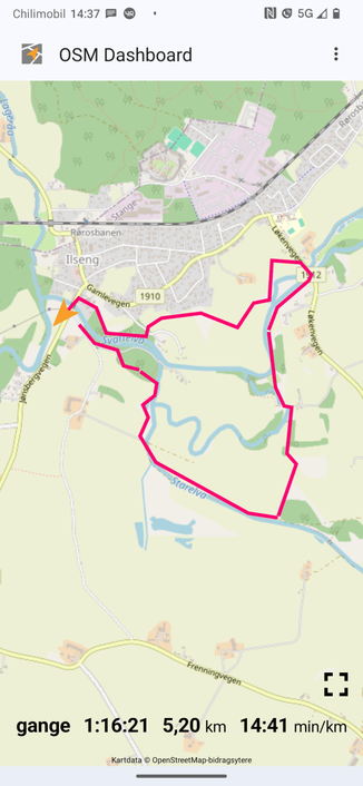 A map of the hike. 5,2 km.
