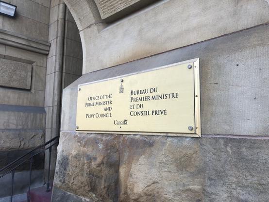 Sign for the Office of the Prime Minister in Ottawa
