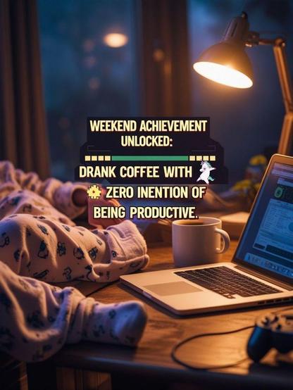 weekend Achievement Unlocked: Drank coffee with zero intention of being productive.