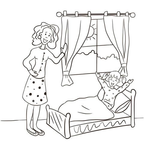Gruß - Guten Morgen - am Bett, von NadiaZu, https://deutsch-lernen.zum.de/wiki/Kategorie:NadiaZu, CC0 1.0