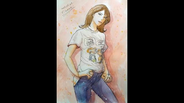 Sophie Marceau⭐️ソフィー・マルソー⭐️"La Mer（ラ・メール）"⭐#水彩#イラスト#ukulele