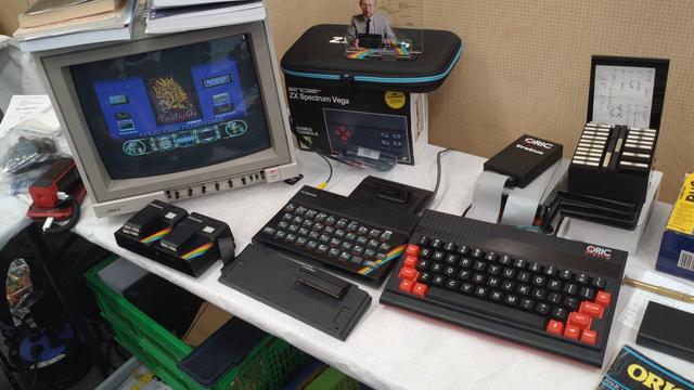 A ZX Spectrum and an Oric. The former has rubber keys, the latter has white on black and (modifiers) white on red and rather typical keys.