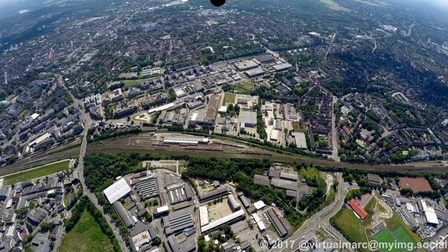 An aerial photo of the DB Regio Workshop in Essen.