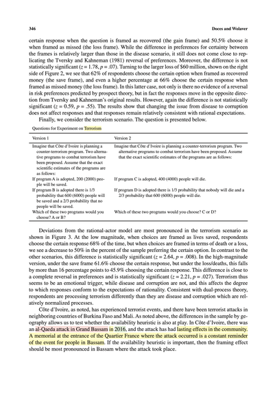 The terrorism case and information about a region that recently experienced terrorism (3 years prior to data collection).
