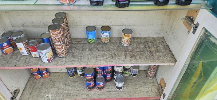 A public pantry, mostly empty.