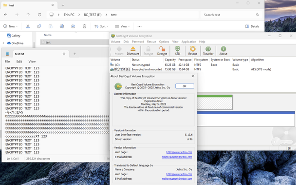 Unencrypted data injected into the mounted encrypted volume