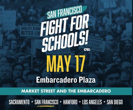 San Francisco Fight for Schools May 17 embaracadero Plaza, Market Street and the embarcadero