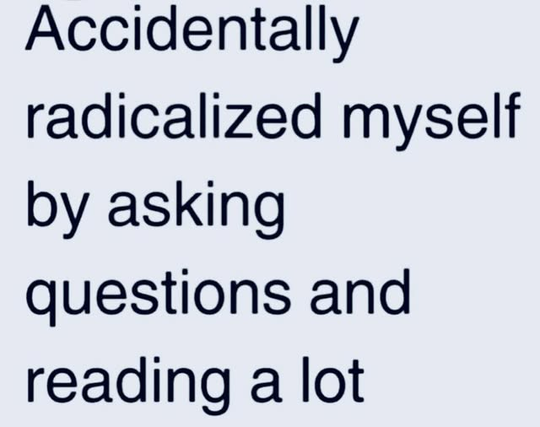 Accidentally radicalized myself by asking questions and reading a lot.