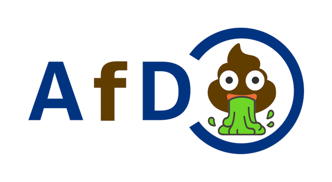 ARfD-Logo, Vorschlag 1:

Mischung aus dem blauen ARD(1)-Logo mit einem braunen "f" statt dem blauen "R" und einem grün brechenden braunen Kothaufen statt der "1".
