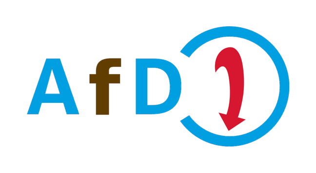 AfRD-Logo, Version 88:

Mischung aus dem ARD(1)-Logo (nicht mehr in ARD-blau, sondern in nazi-türkis) und einem braunen "f" statt dem blauen "R" und einem erektil schlaff herunterhängenden original afd-roten afd-nike-pfeil statt der "1".