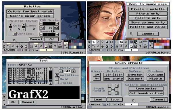 a view screenshots showing of a few settiings of grafx2
