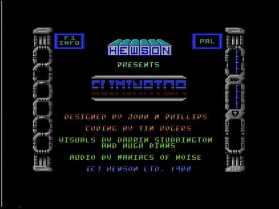 Title screen of the Commodore 64 game "Eleminator" by Hewson