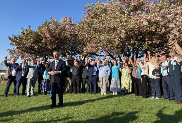 Nigel Farage with the new Reform UK county councillors