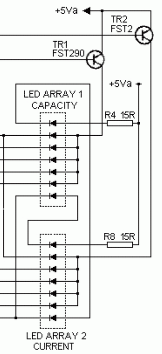A circuit diagram of the Sinclair C5 POD showing that the LEDs are driven via the +5Va line.