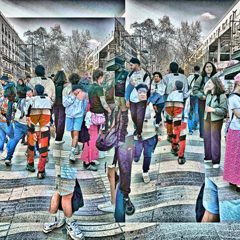 Barcelona digital edited multiple exposure street photography, made with the GNU Image Manipulation Program.