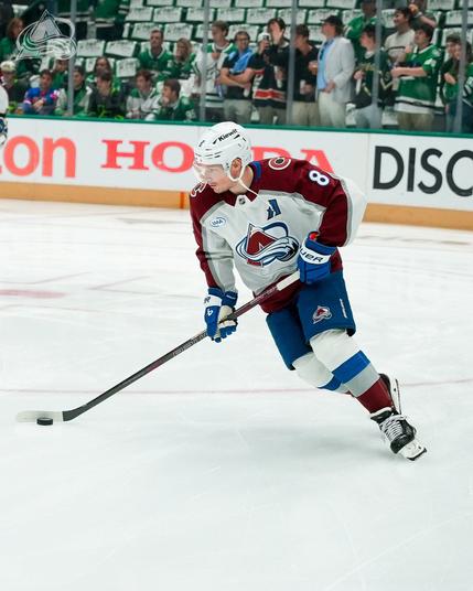 Cale Makar during warmups