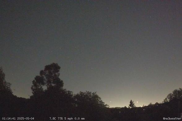 This webcam usually shows a view of the sky with trees in the foreground. It's a cloudy day. It's 55ºF/13ºC.