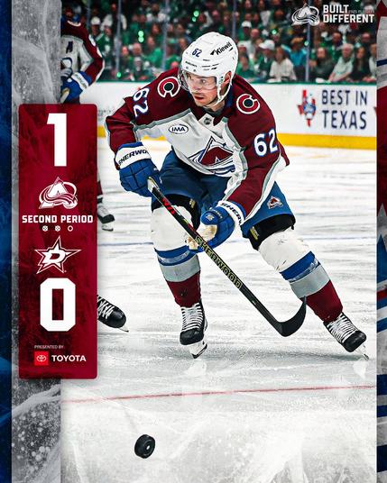 After the second
Colorado Avalanche, 1
Dallas Stars, 0